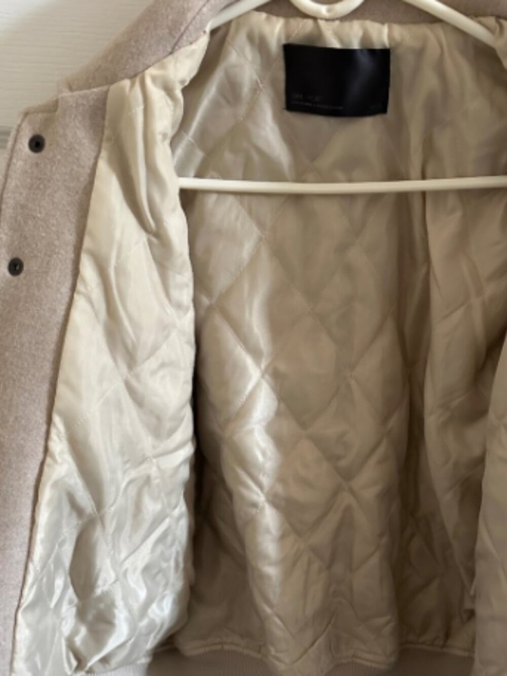 NWOT - Oak + Fort Varsity Jacket in Beige - Picture 3 of 4